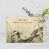 春の鳥のモノグラム, 茶色, セピア, 赤 案内状 (スタンド正面)