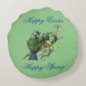 春の鳥の円形の枕 ラウンドクッション (裏面)