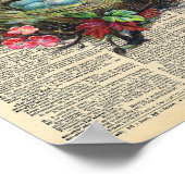 春の鳥の巣ヴィンテージ辞書ページ ポスター (角)