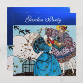 春の鳥の庭パーティー ,ブルーサファイア 招待状 (正面/裏面)