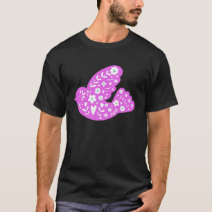 春の鳥の民芸鳩平和のシンボルヒップ Tシャツ