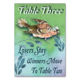 春の鳥のBunco表3の水彩画 テーブルナンバー