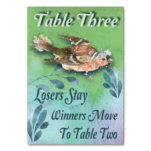 春の鳥のBunco表3の水彩画 テーブルナンバー (正面)