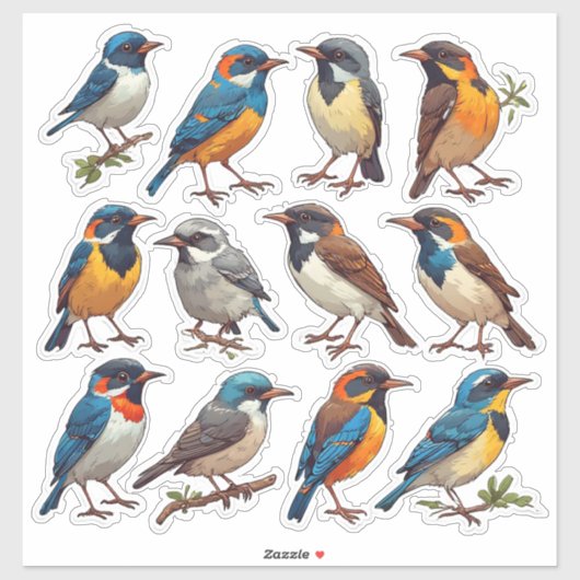 春の鳥イラストステッカーパック 🐦 シール (シート)