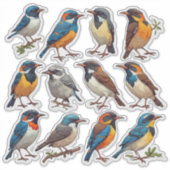 春の鳥イラストステッカーパック 🐦 シール (正面)