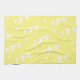 春の鳥飛行中に|のカスタムな背景色 キッチンタオル