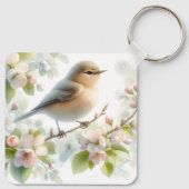 春の鳥 桜の花 水彩画 キーホルダー (裏面)