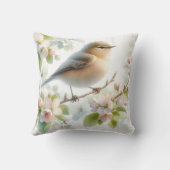春の鳥 桜の花 水彩画 クッション (裏面)