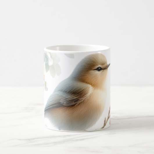 春の鳥 桜の花 水彩画 コーヒーマグカップ (中央)