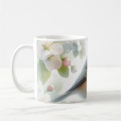 春の鳥 桜の花 水彩画 コーヒーマグカップ (左)