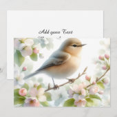 春の鳥 桜の花 水彩画 シーズンカード (正面/裏面)