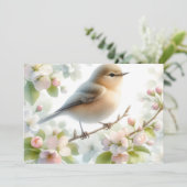 春の鳥 桜の花 水彩画 シーズンカード (スタンド正面)