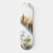 春の鳥 桜の花 水彩画 スケートボード (正面)