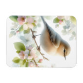 春の鳥 桜の花 水彩画 マグネット (横)
