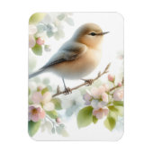 春の鳥 桜の花 水彩画 マグネット (縦)