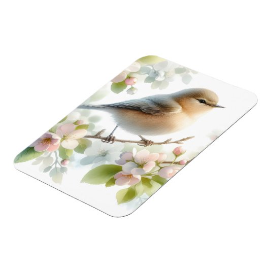 春の鳥 桜の花 水彩画 マグネット (左側)