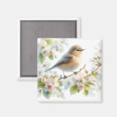 春の鳥 桜の花 水彩画 マグネット (正面/裏面)