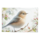 春の鳥 桜の花 水彩画 枕カバー (裏面)