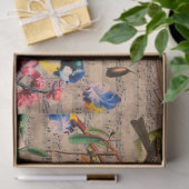 春の鳥、羽、フルーツのフローラミュージックノート 薄葉紙 (ギフト)