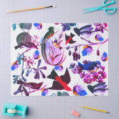 春の鳥、羽、フルーツピンクブルーフローラ 薄葉紙 (クラフト)