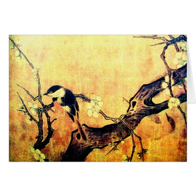 春の鳥、花の木、イースターエッグの羊皮紙 (正面横)