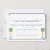 春の黄色いボクウッドのトピアリー赤ちゃんシャワー サンキューカード (正面)