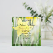 春の黄色いラッパスイセンによってはブライダルシャワーが開花します 招待状 (スタンド正面)