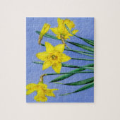 春の黄色いラッパスイセンの水彩画のグワッシュの芸術 ジグソーパズル (縦)