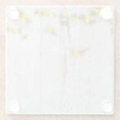 春の黄色い花と白い板の装飾 ガラスコースター (裏面)