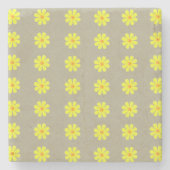 春の黄色い花の抽象芸術灰色の背景 ストーンコースター (正面)