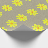 春の黄色い花の抽象芸術灰色の背景 ラッピングペーパー (角)