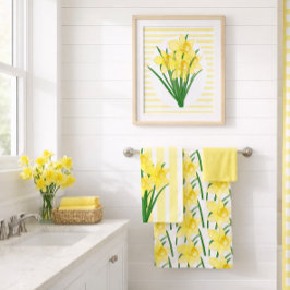 春の黄色の水仙の花 バスタオルセット