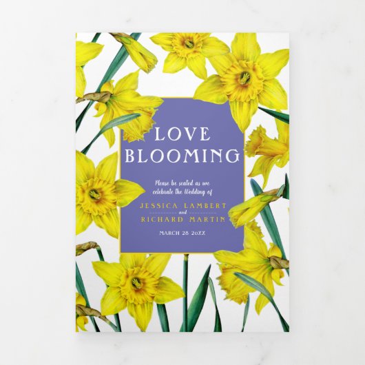 春の黄色の水仙 白いウェディング 三つ折りプログラム (カバー)