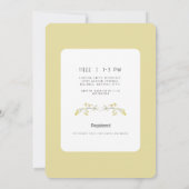 春の黄色の野の花 白黒写真 ブライダルシャワー 招待状 (裏面)