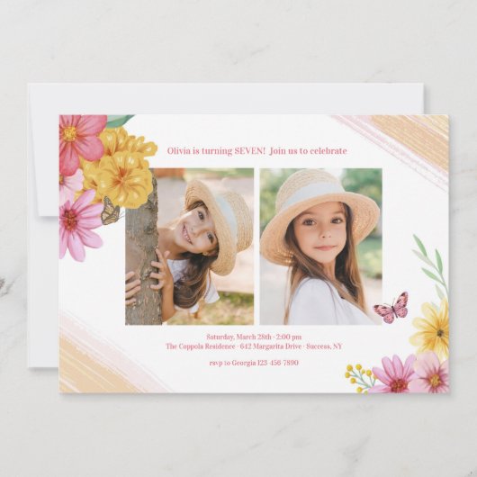 春の2枚写真招待状 招待状 (正面)