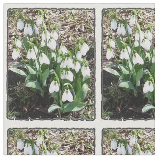 春のSnowdropsの花柄の生地 ファブリック