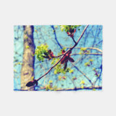 春はカエデの木を様式化 フリースブランケット (正面(横))