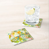 春はスプルングIIを持つ スクエアペーパーコースター (インサイチュ)