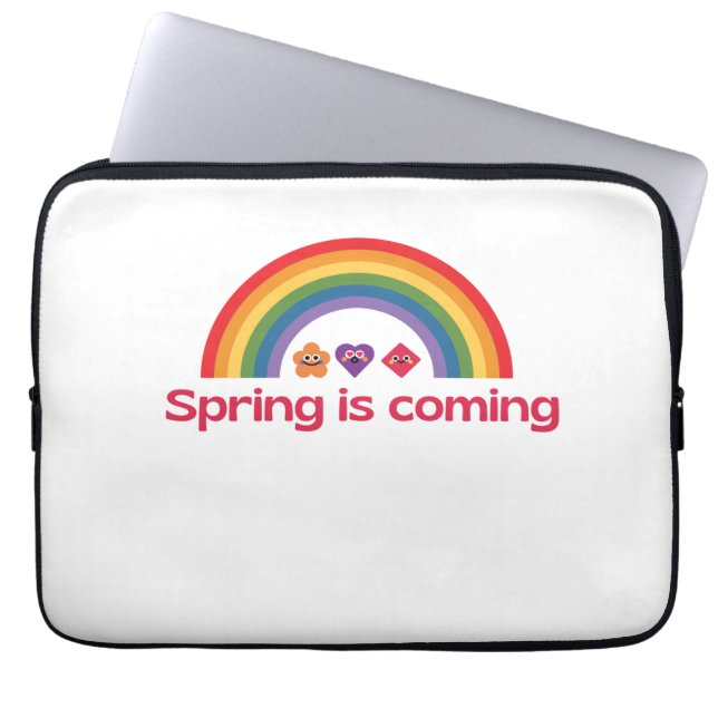 春は来幸せな虹だ ラップトップスリーブ (正面)