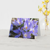 春は破烈しましたり、クロッカス及びRedbudの木 カード (黄色い花)