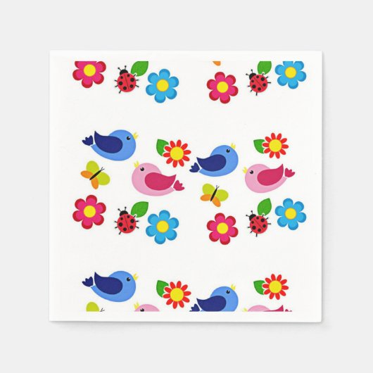 春は鳥花 スタンダードカクテルナプキン (正面)