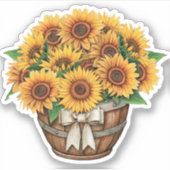春ひまわりイエローバケット |ダイカットのシール シール (正面)