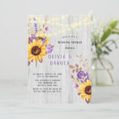 春ひまわりパープル牡丹ウェディングシャワー 招待状 (スタンド正面)