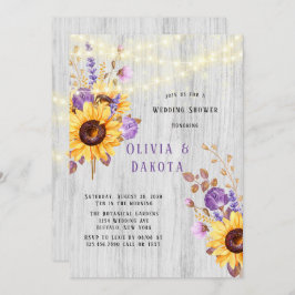 春ひまわりパープル牡丹ウェディングシャワー 招待状