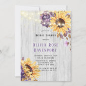 春ひまわりパープル牡丹ブライダルシャワー 招待状 (正面)