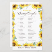 春ひまわりブライダルシャワーゲームプリント (正面/裏面)