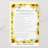 春ひまわりブライダルシャワーゲームプリント (正面/裏面)