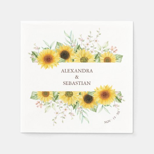 春ひまわり結婚のナプキン スタンダードカクテルナプキン (正面)