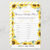 春ひまわり赤ちゃんシャワーゲームプリント (正面/裏面)