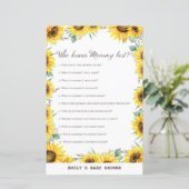 春ひまわり赤ちゃんシャワーゲームプリント (スタンド正面)